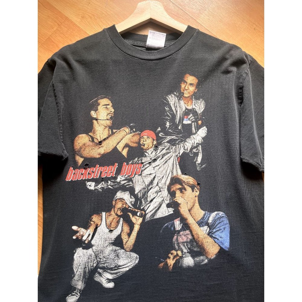 BACKSTREET BOYS VINTAGE ALL OVER PRINT CONCERT BAND BLK T SHIRT SIZE XL 90S Y2K